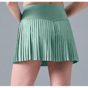 Alo Airlift Grand Slam Tennis Skirt Botanical Green High-Rise Waist Pleats Skort